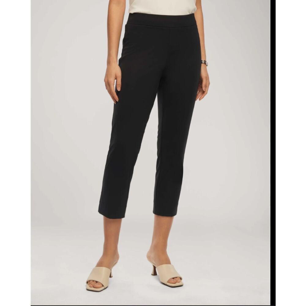 Anne Klein Slim crop Pull on Dress Pant with slit Black 3X